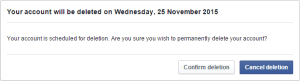 confirm deletion of account