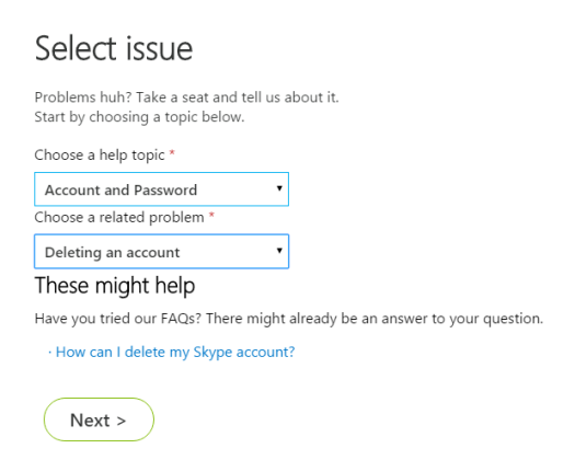 delete skype account permanently