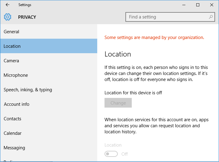 for your security some settings are controlled by group policy