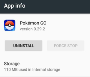 uninstall pokemon Go