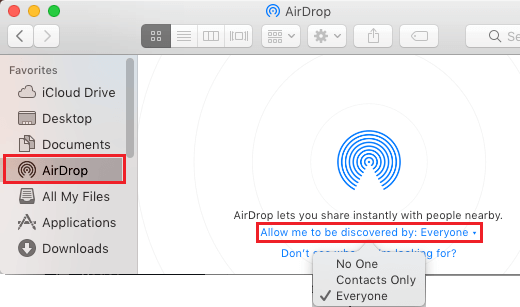 Airdrop not working: allow to be discovered by everyone airdrop option mac