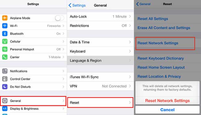 airdrop not working - reset network iphone