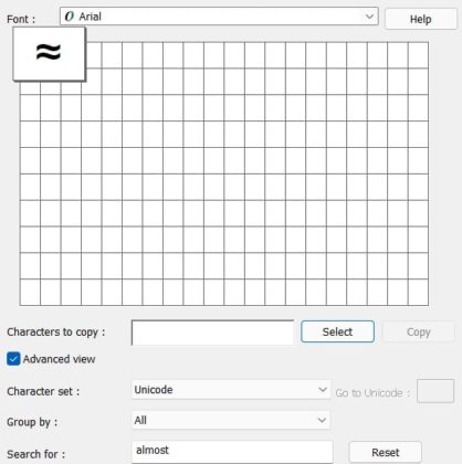 approximately equal symbol visio