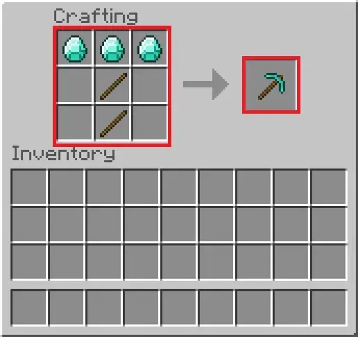 Recipe Diamond Pickaxe Minecraft